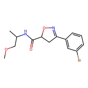 3-(3-bromophenyl)-N-(1-methoxypropan-2-yl)-4,5-dihydro-1,2-oxazole-5-carboxamide structure