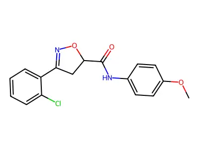 3-(2-chlorophenyl)-N-(4-methoxyphenyl)-4,5-dihydro-1,2-oxazole-5-carboxamide structure