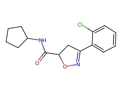 3-(2-chlorophenyl)-N-cyclopentyl-4,5-dihydro-1,2-oxazole-5-carboxamide structure