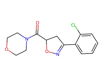 [3-(2-Chlorophenyl)-4,5-dihydro-1,2-oxazol-5-yl]-morpholin-4-ylmethanone structure