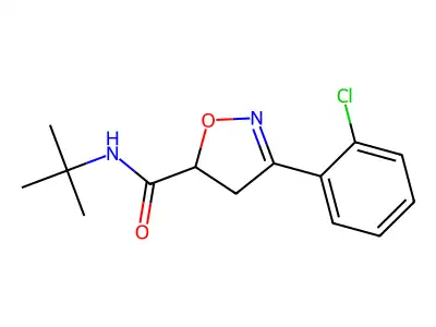 N-tert-butyl-3-(2-chlorophenyl)-4,5-dihydro-1,2-oxazole-5-carboxamide structure