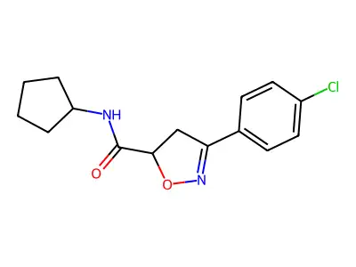 3-(4-chlorophenyl)-N-cyclopentyl-4,5-dihydro-1,2-oxazole-5-carboxamide structure