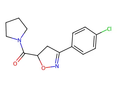 [3-(4-Chlorophenyl)-4,5-dihydro-1,2-oxazol-5-yl]-pyrrolidin-1-ylmethanone structure