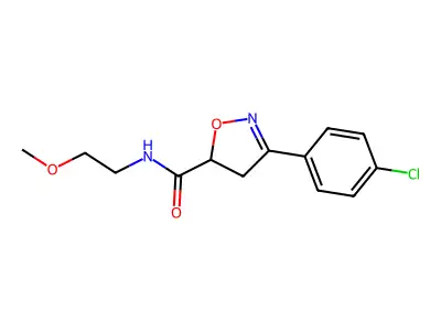 3-(4-chlorophenyl)-N-(2-methoxyethyl)-4,5-dihydro-1,2-oxazole-5-carboxamide structure