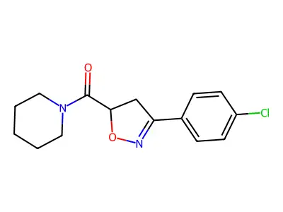 [3-(4-Chlorophenyl)-4,5-dihydro-1,2-oxazol-5-yl]-piperidin-1-ylmethanone structure