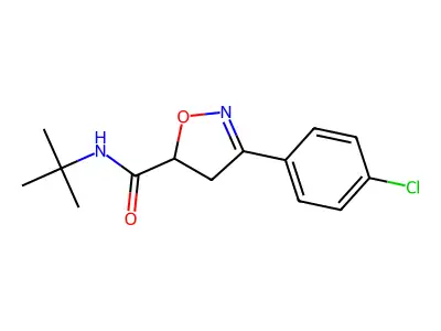 N-(tert-butyl)-3-(4-chlorophenyl)-4,5-dihydro-5-isoxazolecarboxamide structure