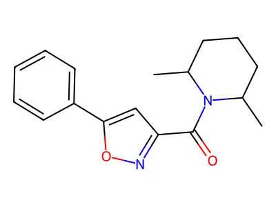 2,6-Dimethyl-1-[(5-phenyl-3-isoxazolyl)carbonyl]piperidine structure