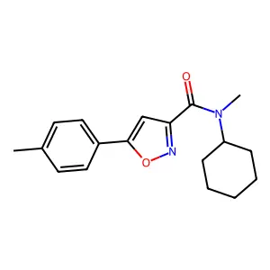 N-cyclohexyl-N-methyl-5-(4-methylphenyl)-1,2-oxazole-3-carboxamide structure