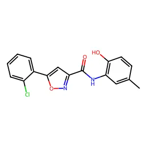 5-(2-chlorophenyl)-N-(2-hydroxy-5-methylphenyl)-1,2-oxazole-3-carboxamide structure