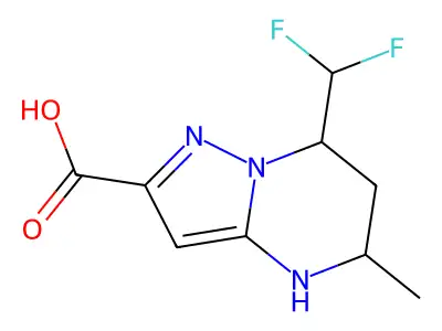 7-(difluoromethyl)-5-methyl-4,5,6,7-tetrahydropyrazolo[1,5-a]pyrimidine-2-carboxylic acid structure