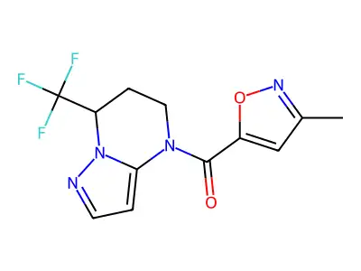 [6,7-Dihydro-7-(trifluoromethyl)pyrazolo[1,5-a]pyrimidin-4(5H)-yl](3-methyl-5-isoxazolyl)methanone structure