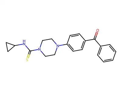 4-(4-benzoylphenyl)-N-cyclopropylpiperazine-1-carbothioamide structure