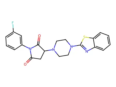 3-[4-(1,3-benzothiazol-2-yl)piperazin-1-yl]-1-(3-fluorophenyl)pyrrolidine-2,5-dione structure