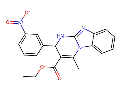 ethyl 4-methyl-2-(3-nitrophenyl)-1,2-dihydropyrimido[1,2-a]benzimidazole-3-carboxylate structure