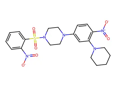 1-[(2-Nitrophenyl)sulfonyl]-4-[4-nitro-3-(piperidin-1-yl)phenyl]piperazine structure