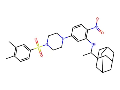 5-{4-[(3,4-dimethylphenyl)sulfonyl]piperazin-1-yl}-2-nitro-N-[1-(tricyclo[3.3.1.1~3,7~]dec-1-yl)ethyl]aniline structure