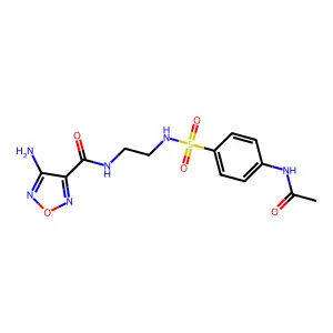 N-[2-[(4-acetamidophenyl)sulfonylamino]ethyl]-4-amino-1,2,5-oxadiazole-3-carboxamide structure