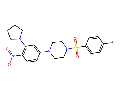 1-(4-Bromophenyl)sulfonyl-4-(4-nitro-3-pyrrolidin-1-ylphenyl)piperazine structure