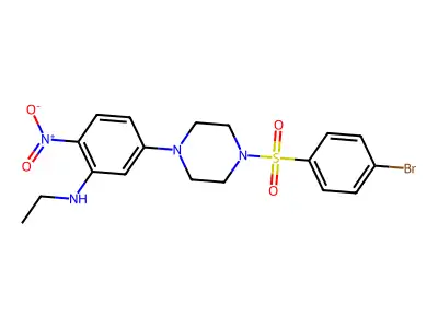 5-[4-(4-bromophenyl)sulfonylpiperazin-1-yl]-N-ethyl-2-nitroaniline structure