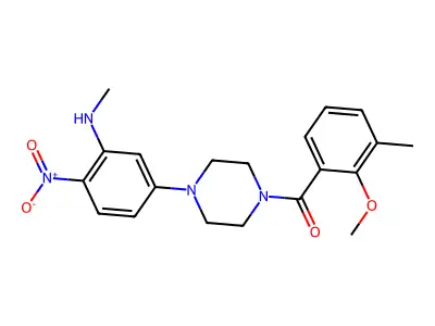 (2-methoxy-3-methylphenyl)-[4-[3-(methylamino)-4-nitrophenyl]piperazin-1-yl]methanone structure