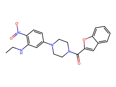 1-Benzofuran-2-yl-[4-[3-(ethylamino)-4-nitrophenyl]piperazin-1-yl]methanone structure