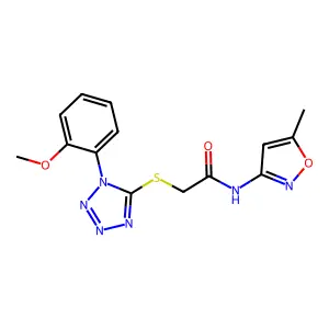 2-[1-(2-methoxyphenyl)tetrazol-5-yl]sulfanyl-N-(5-methyl-1,2-oxazol-3-yl)acetamide structure