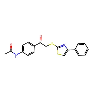 N-[4-[2-[(4-phenyl-1,3-thiazol-2-yl)sulfanyl]acetyl]phenyl]acetamide structure