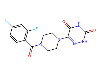 6-[4-(2,4-difluorobenzoyl)piperazin-1-yl]-2H-1,2,4-triazine-3,5-dione structure