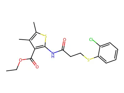 ethyl 2-{3-[(2-chlorophenyl)sulfanyl]propanamido}-4,5-dimethylthiophene-3-carboxylate structure