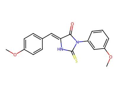 3-(3-methoxyphenyl)-5-[(4-methoxyphenyl)methylidene]-2-sulfanylideneimidazolidin-4-one structure