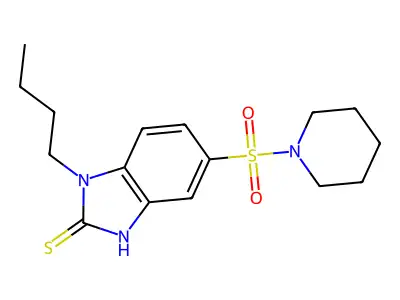 1-butyl-5-(piperidine-1-sulfonyl)-1H-1,3-benzodiazole-2-thiol structure