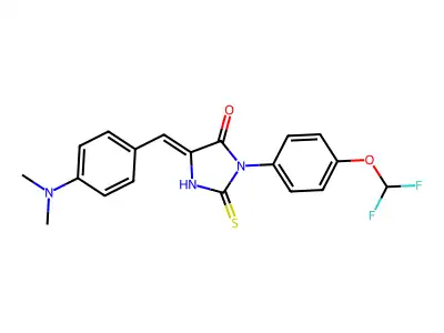 3-[4-(difluoromethoxy)phenyl]-5-{[4-(dimethylamino)phenyl]methylidene}-2-sulfanylideneimidazolidin-4-one structure
