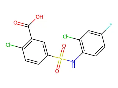 2-Chloro-5-[(2-chloro-4-fluorophenyl)sulfamoyl]benzoic acid structure