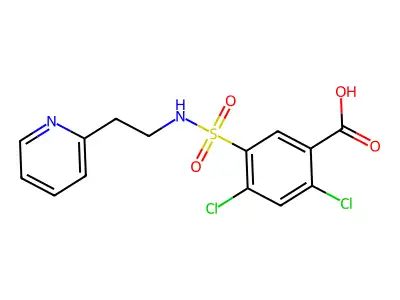 2,4-Dichloro-5-{[(2-pyridin-2-ylethyl)amino]sulfonyl}benzoic acid structure