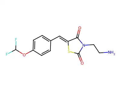 3-(2-aminoethyl)-5-[[4-(difluoromethoxy)phenyl]methylidene]-1,3-thiazolidine-2,4-dione structure