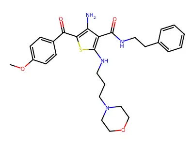 4-Amino-5-(4-methoxybenzoyl)-2-[[3-(4-morpholinyl)propyl]amino]-N-(2-phenylethyl)-3-thiophenecarboxamide structure