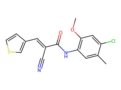N-(4-chloro-2-methoxy-5-methylphenyl)-2-cyano-3-(thiophen-3-yl)prop-2-enamide structure