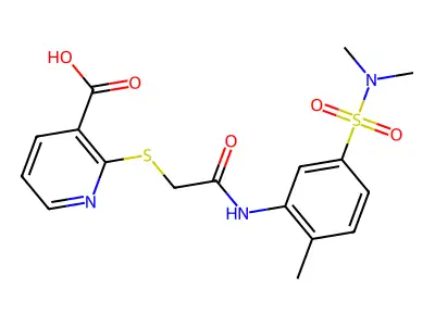 2-[({[5-(dimethylsulfamoyl)-2-methylphenyl]carbamoyl}methyl)sulfanyl]pyridine-3-carboxylic acid structure