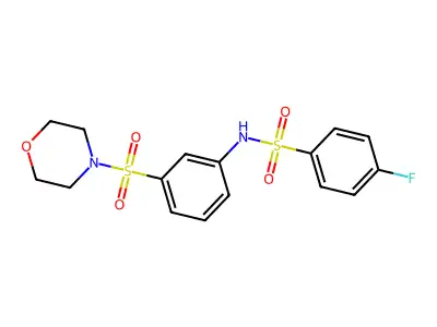 4-fluoro-N-(3-morpholin-4-ylsulfonylphenyl)benzenesulfonamide structure