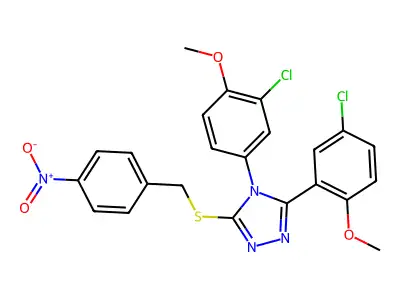 4-(3-Chloro-4-methoxyphenyl)-3-(5-chloro-2-methoxyphenyl)-5-[[(4-nitrophenyl)methyl]thio]-4H-1,2,4-triazole structure