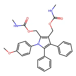 [1-(4-methoxyphenyl)-2-(methylcarbamoyloxymethyl)-4,5-diphenylpyrrol-3-yl]methyl N-methylcarbamate structure