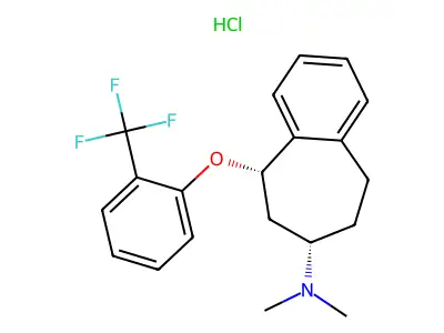 5H-Benzocyclohepten-7-amine, 6,7,8,9-tetrahydro-N,N-dimethyl-5-(2-(trifluoromethyl)phenoxy)-,hydrochloride, cis- structure