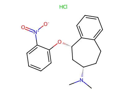 5H-Benzocyclohepten-7-amine, 6,7,8,9-tetrahydro-N,N-dimethyl-5-(2-nitrophenoxy)-, monohydrochloride, cis- structure