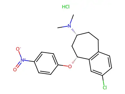 5H-Benzocyclohepten-7-amine, 6,7,8,9-tetrahydro-2-chloro-N,N-dimethyl-9-(4-nitrophenoxy)-, monohydrochloride, cis- structure