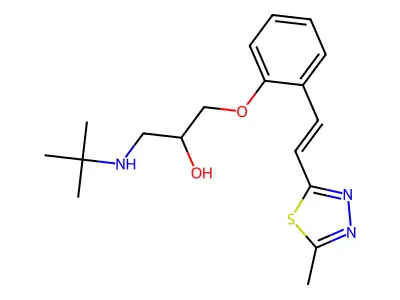 2-Methyl-5-[2-(2-hydroxy-3-tert.-butylamino-propoxy)-styryl]-1,3,4-thiadiazole structure