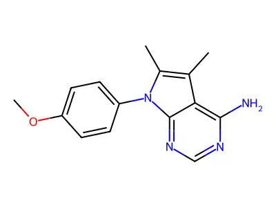 7-(4-methoxyphenyl)-5,6-dimethyl-7H-pyrrolo[2,3-d]pyrimidin-4-amine structure
