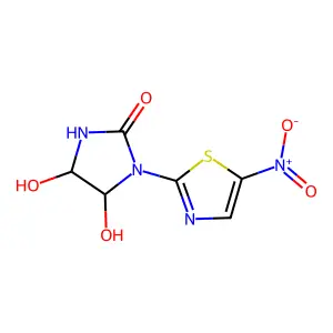 4,5-Dihydroxy-1-(5-nitro-2-thiazolyl)-2-imidazolidinone structure