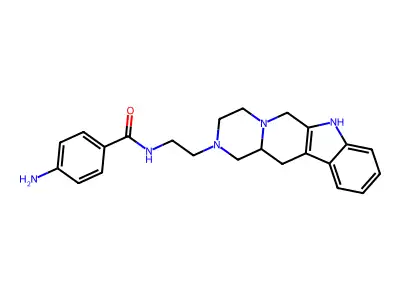 Benzamide, 4-amino-N-(2-(3,4,6,7,12,12a-hexahydropyrazino(1',2':1,6)pyrido(3,4-b)indol-2(1H)-yl)ethyl)- structure