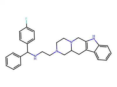 Pyrazino(1',2':1,6)pyrido(3,4-b)indole-2(1H)-ethanamine, 3,4,6,7,12,12a-hexahydro-N-((4-fluorophenyl)phenylmethyl)- structure