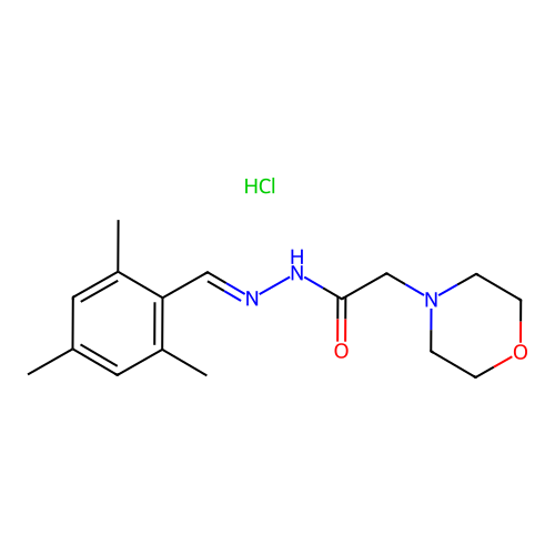 4-Morpholineacetic acid, 2-(2,4,6-trimethylbenzylidine)hydrazide, hydrochloride structure